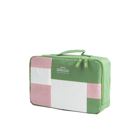 Bags in Bag Colorful Nylon Travel Organizer Packing Cubes | Green Pink White