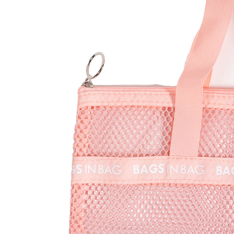 Mesh Travel Shower Caddy Tote Bag | Pink